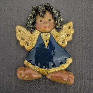 Vintage Gingerbread Girl African American‎ Blue Gold